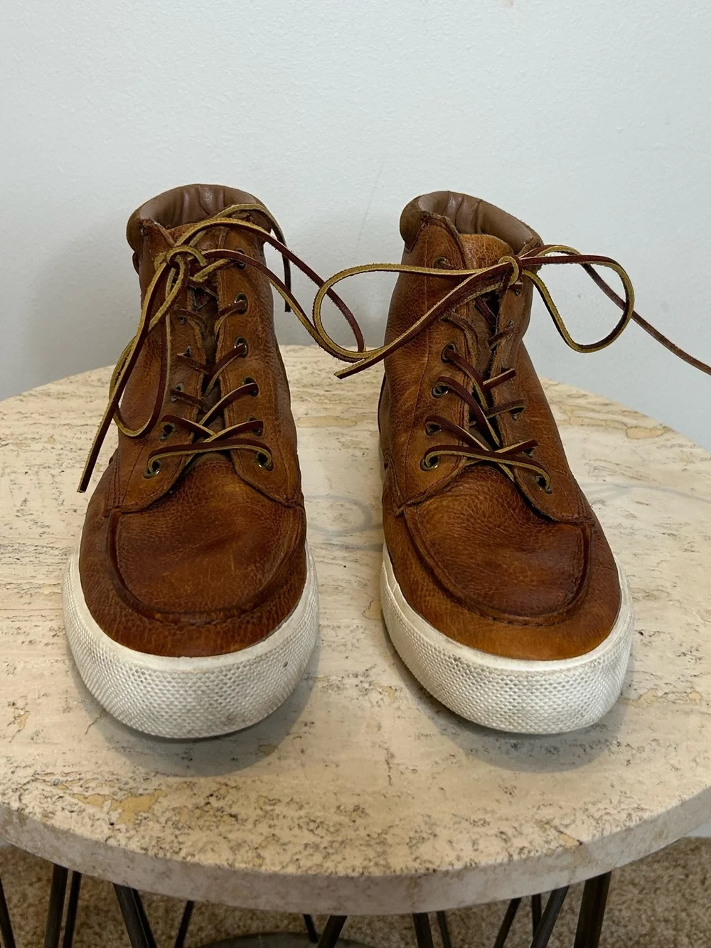 Polo Ralph Lauren Men's Brown Leather High-Top Sneakers Size 9.5D